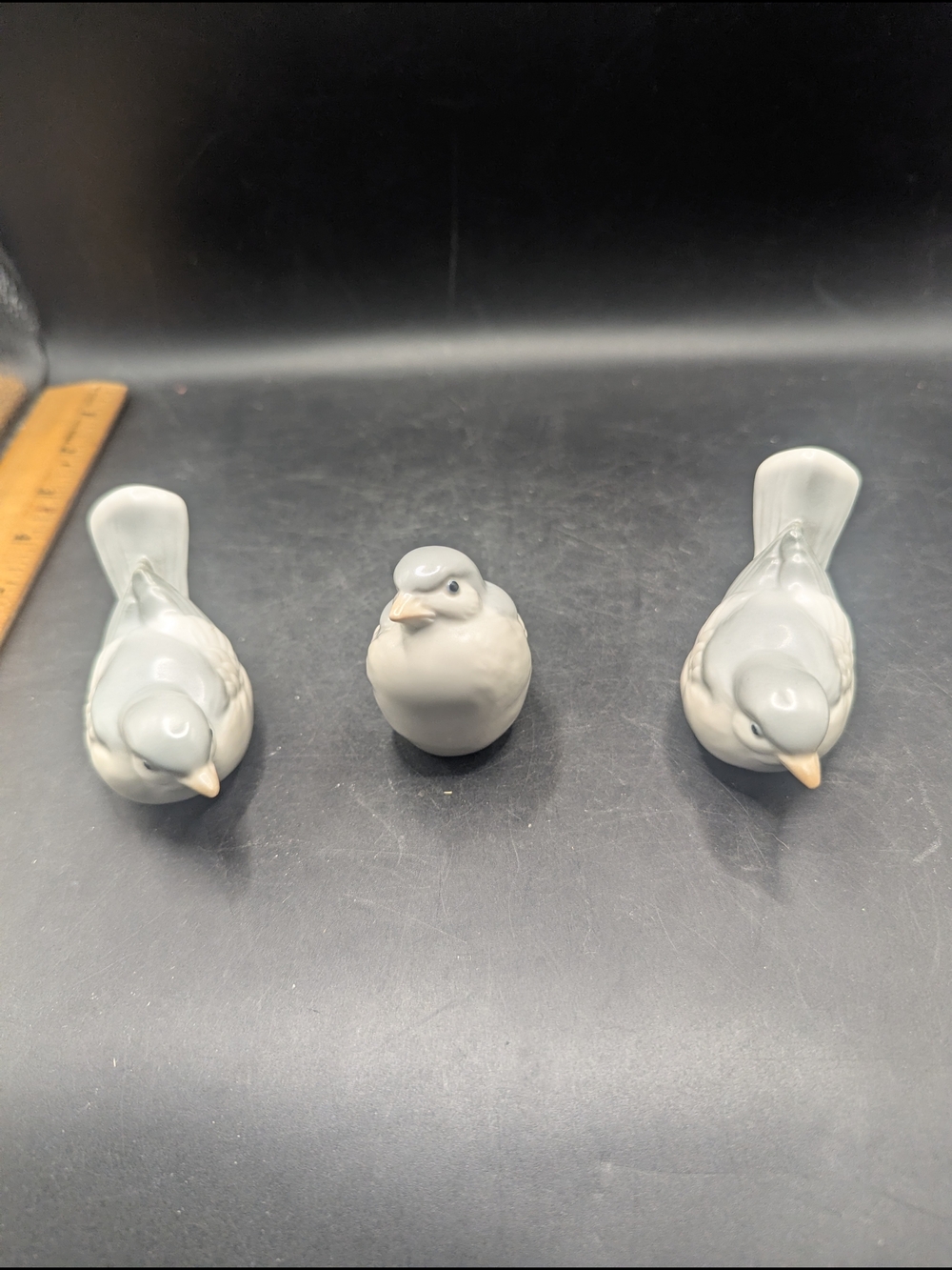 Vintage Otagiri  Porcelain Birds ~ Set of 3 Birds Blue Gray Chickadees  Japan